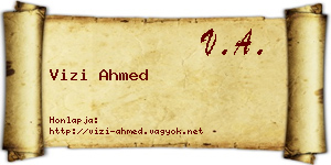 Vizi Ahmed névjegykártya